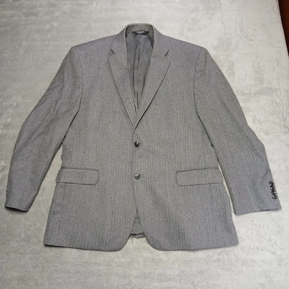 Jos A Bank Traveler Mens 44R Gray Wool Sport Coat Blazer Corporate Core Classic